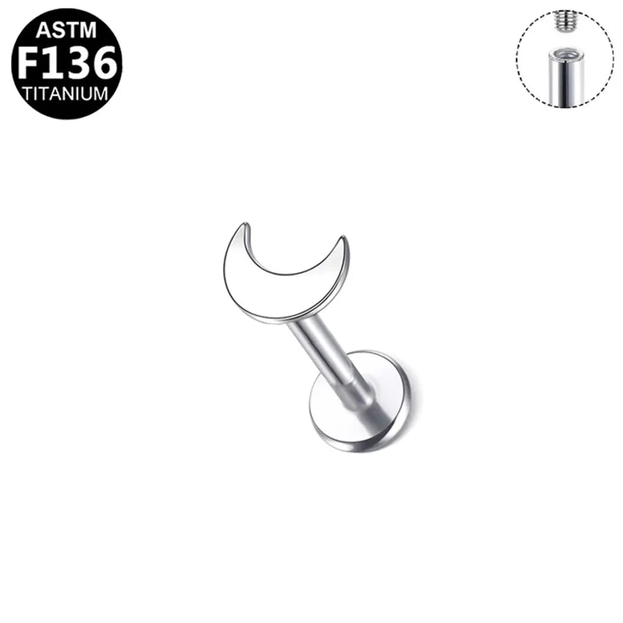 1 Piece Lip Rings Casual Star Moon Pure Titanium Titanium Alloy 14K Gold Plated White Gold Plated Lip Rings Ear Cartilage Rings & Studs