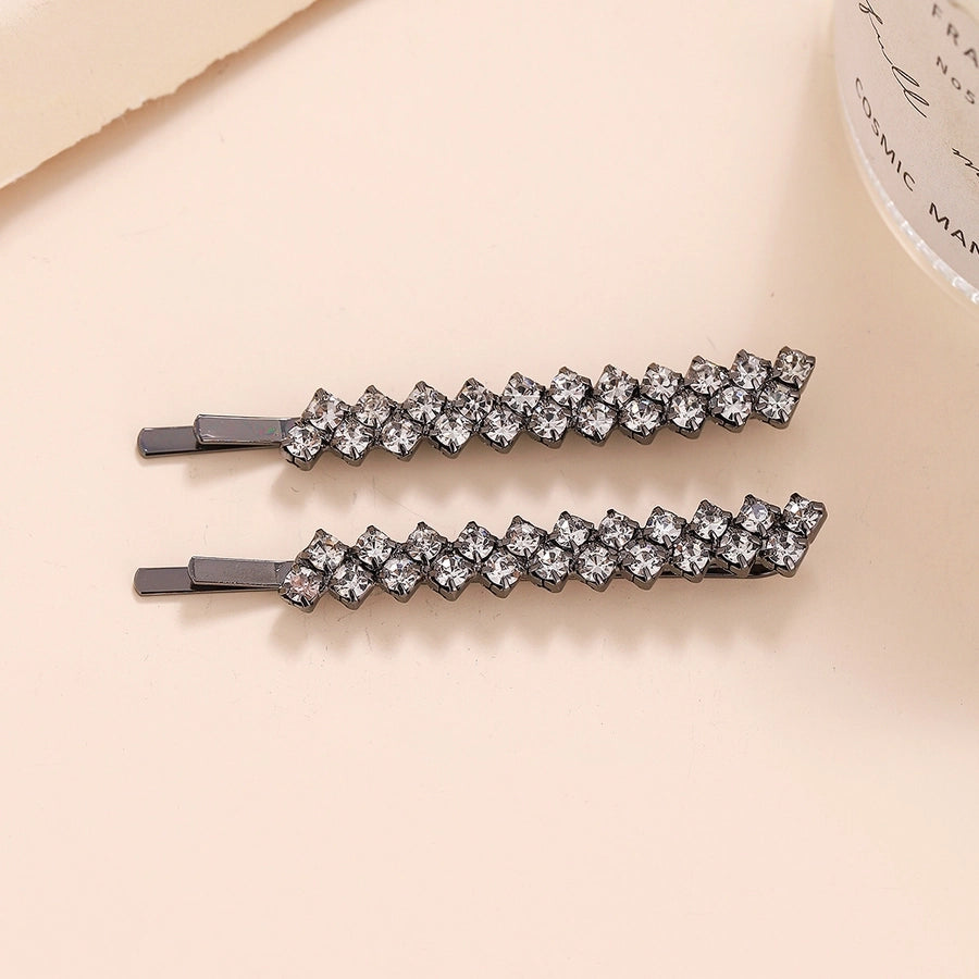 elegant solid color alloy inlay rhinestones hair clip