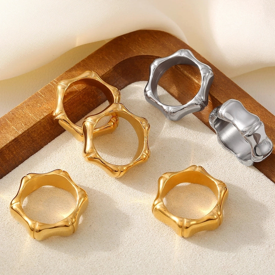 Jewelry Elegant Preppy Style Sweet Geometric 304 Stainless Steel 18K Gold Plated Rings