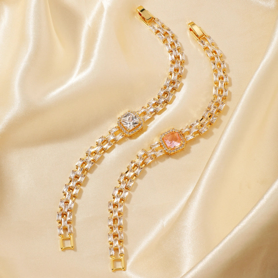 Copper K Gold Plated Inlay Water Droplets Zircon Bracelets