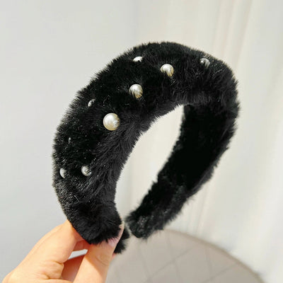basic classic style solid color plush hair band