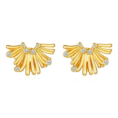 1 Pair IG Style Irregular Solid Color Lines Plating Inlay 304 Stainless Steel Rhinestones 18K Gold Plated Ear Studs