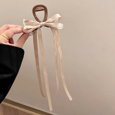 Exquisite ballet style grab clip ribbon bow hairpin female back head elegant elegant shark clip