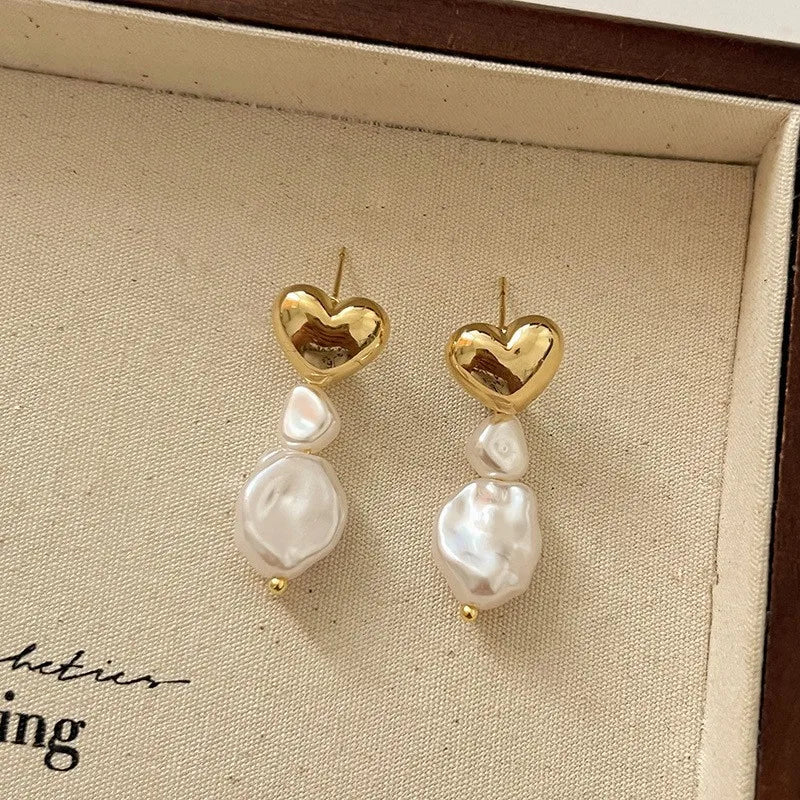1 Pair Elegant Lady Geometric Heart Shape Plating Alloy Drop Earrings Ear Studs
