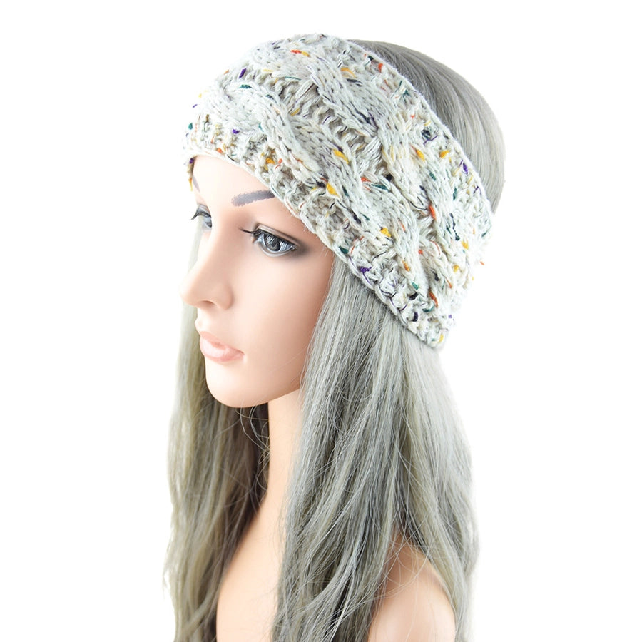 plus velvet knitted hair band wool color dot yarn headband variegated warm hair accessories autumn and winter twist ear protection headband