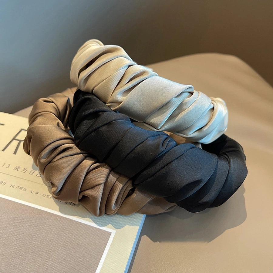 simple style solid color cloth pleated hair band