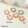 1 Pair IG Style Simple Style Commute Circle Enamel Inlay Copper Zircon 18K Gold Plated Earrings