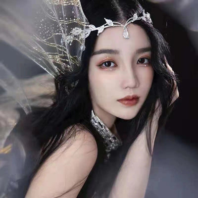 Korean-style eyebrow pendant wedding headdress bridal jewelry alloy rhinestone headband crown princess hair accessories wedding accessories