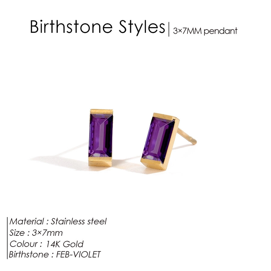 1 Pair Casual Vintage Style Classic Style Square Rectangle 304 Stainless Steel Birthstone Zircon Ear Studs