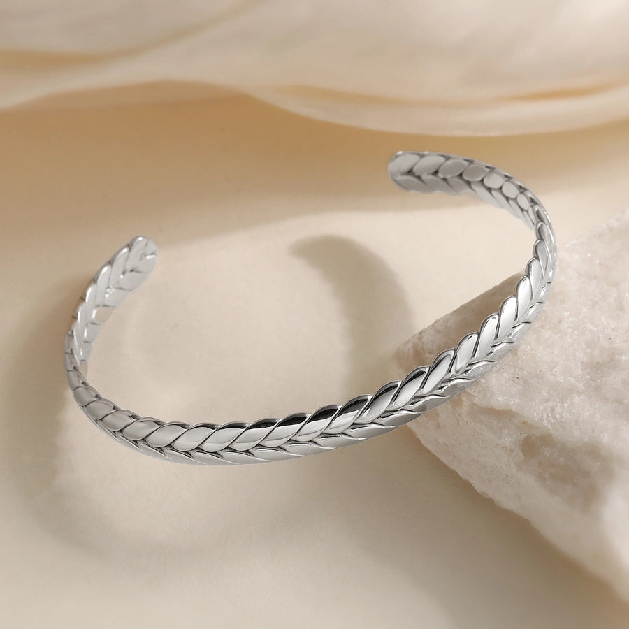 Retro Simple Style Geometric 304 Stainless Steel Cuff Bracelets In Bulk