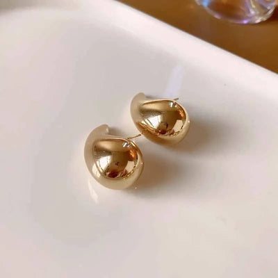retro c shape solid color metal plating women's earrings 1 pair