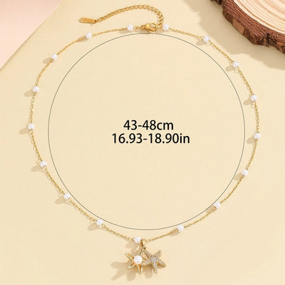 Jewelry Marine Style Sweet Starfish 304 Stainless Steel Pendant Necklace