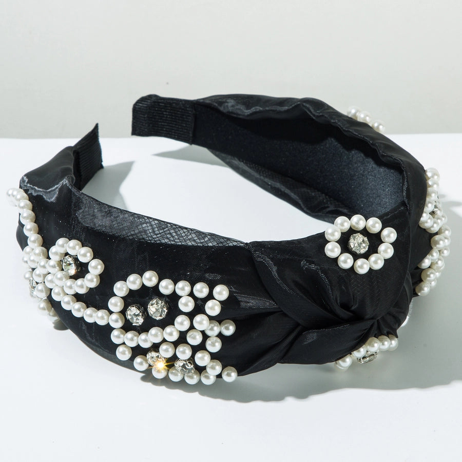 Women's Casual Elegant Classic Style Flower Alloy Gauze Inlay Rhinestones Pearl Hair Band