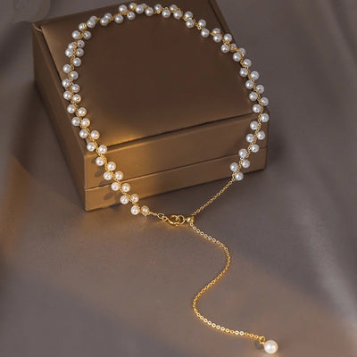 Simple Style Geometric Imitation Pearl Copper  Necklace