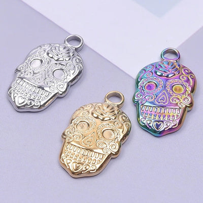 Jewelry Casual Hip-Hop Funny Skull 304 Stainless Steel 18K Gold Plated Plating Pendant Necklace