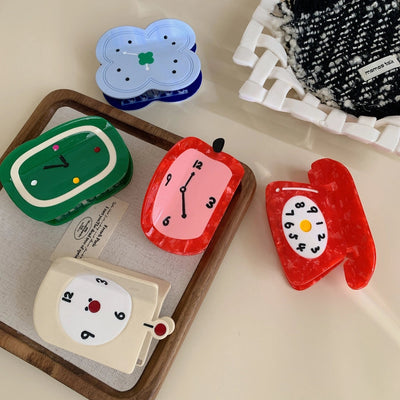 New Personalized Creative Acetate Alarm Clock Phone Shark Clip Back Head Updo Hair Claw Simple All-Match Hair Accessories