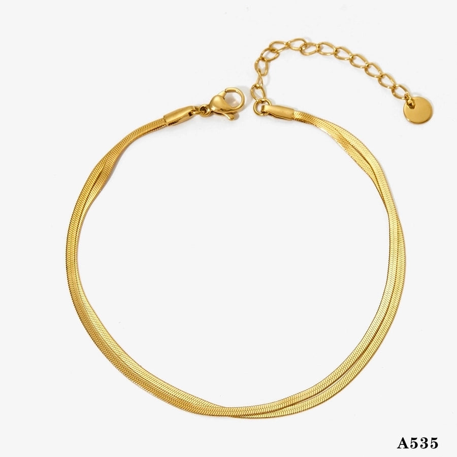 Jewelry Vacation Modern Style Solid Color 304 Stainless Steel 16K Gold Plated White Gold Plated Gold Plated Polishing Plating Bracelets Anklet Necklace