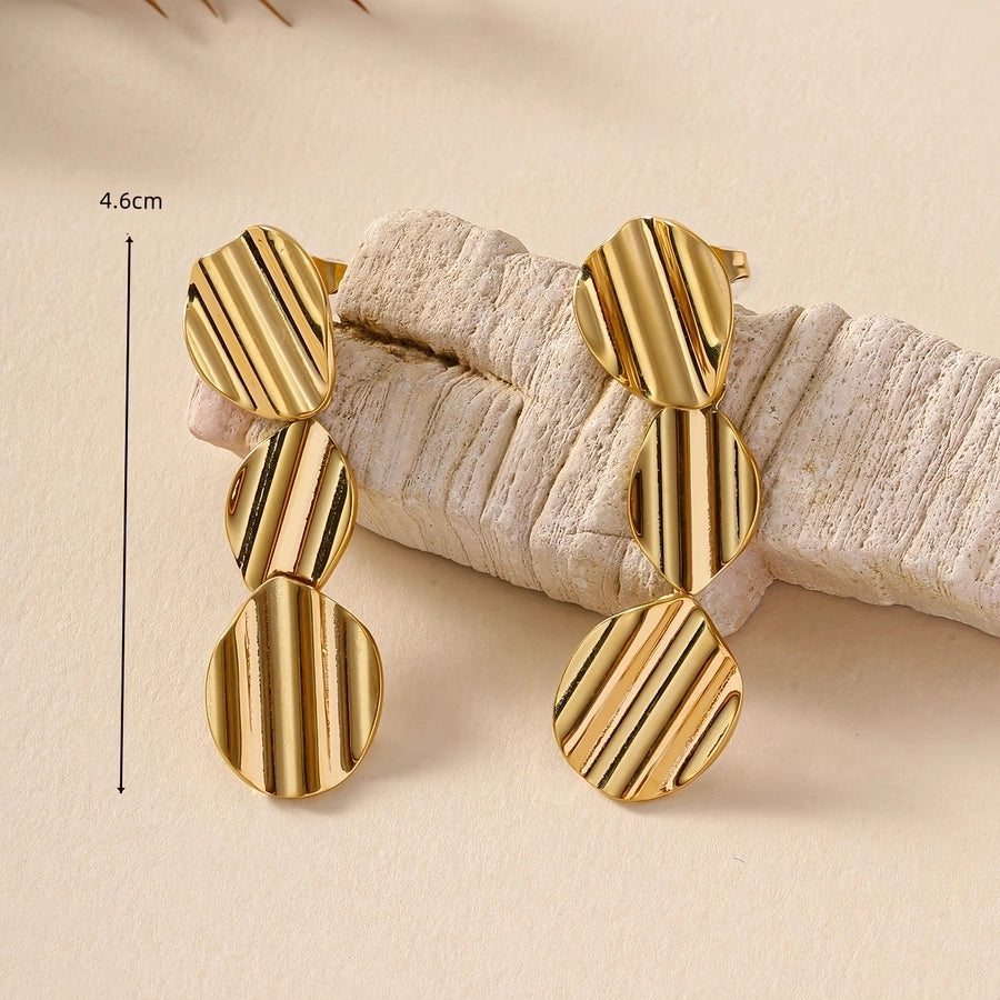 1 Pair Simple Style Classic Style Geometric Flower 304 Stainless Steel 18K Gold Plated Drop Earrings Ear Studs