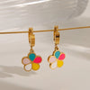 Jewelry French Style Sweet IG Style Flower 304 Stainless Steel Pearl 18K Gold Plated Enamel Inlay Bracelets Earrings Necklace
