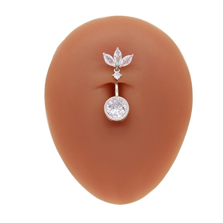 1 Piece Belly Rings Hip-Hop Sexy Heart Shape 316 Stainless Steel  Copper Plating Zircon White Gold Plated Gold Plated