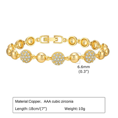 Wholesale Jewelry Vintage Style Classic Style Geometric Copper Zircon Bracelets Love Chain