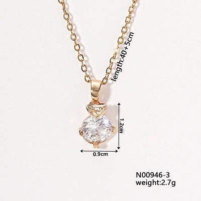 Wholesale Jewelry Simple Style Classic Style Animal Water Droplets 304 Stainless Steel Copper Zircon K Gold Plated Inlay Pendant Necklace cable chain