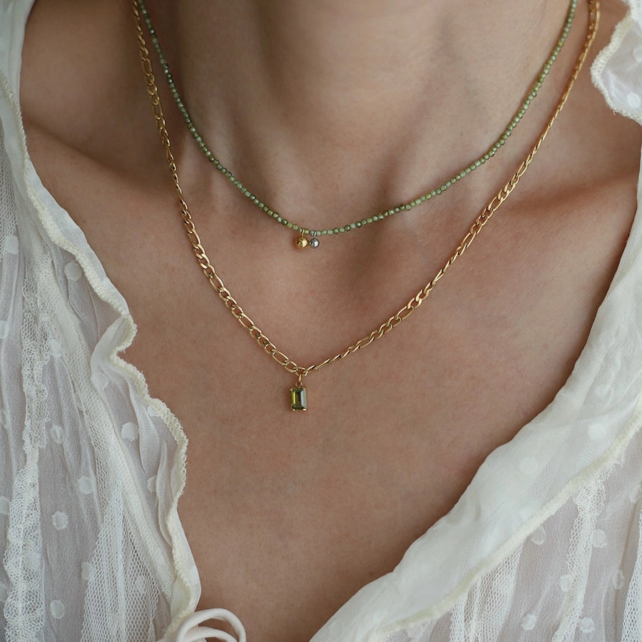 Jewelry Retro Simple Style Round Square 304 Stainless Steel Zircon Beaded Inlay Pendant Necklace