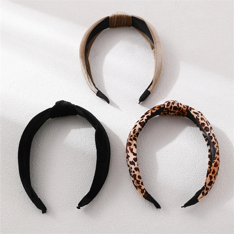 women's retro simple style solid color knot leopard cloth printing hair band