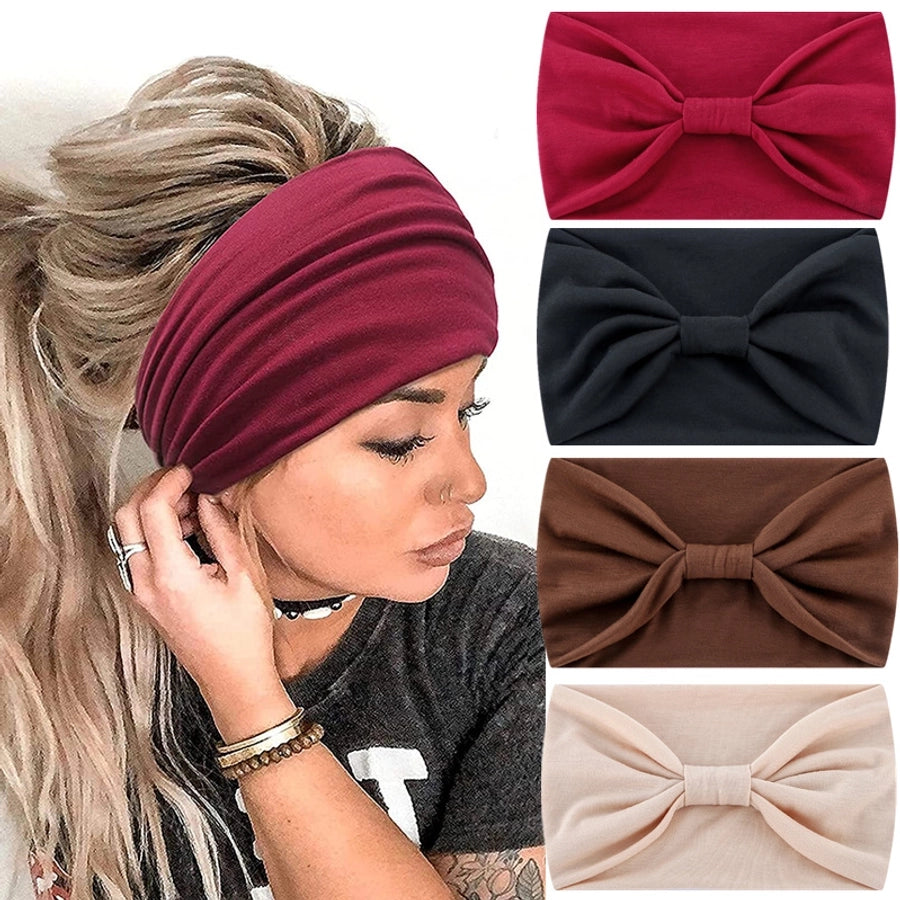 fashion plaid bow knot cloth pleated hair band 1 piece