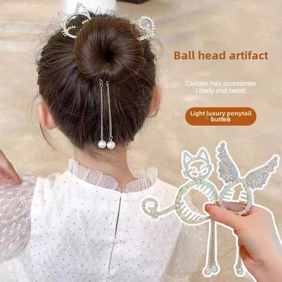 Children's ball head fixed artifact Pearl Rhinestone grip clip does not hurt the hair back of the head ponytail buckle girl hairpin headdress