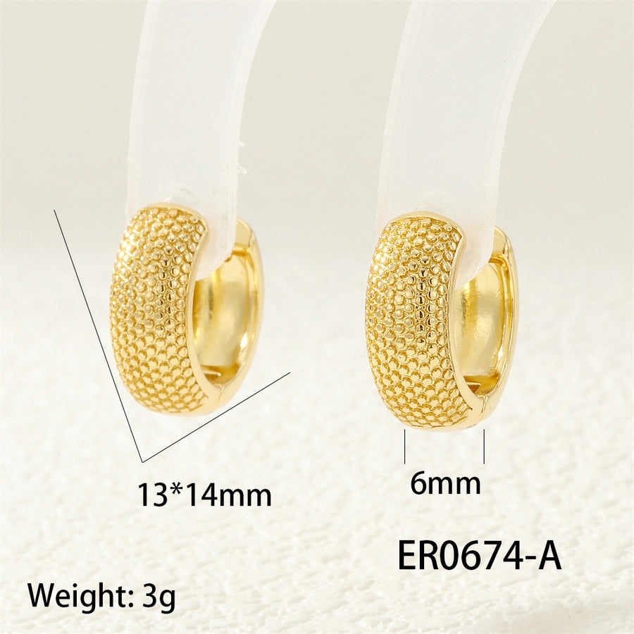 1 Pair IG Style Business Commute Circle Inlay Copper Zircon 18K Gold Plated Earrings