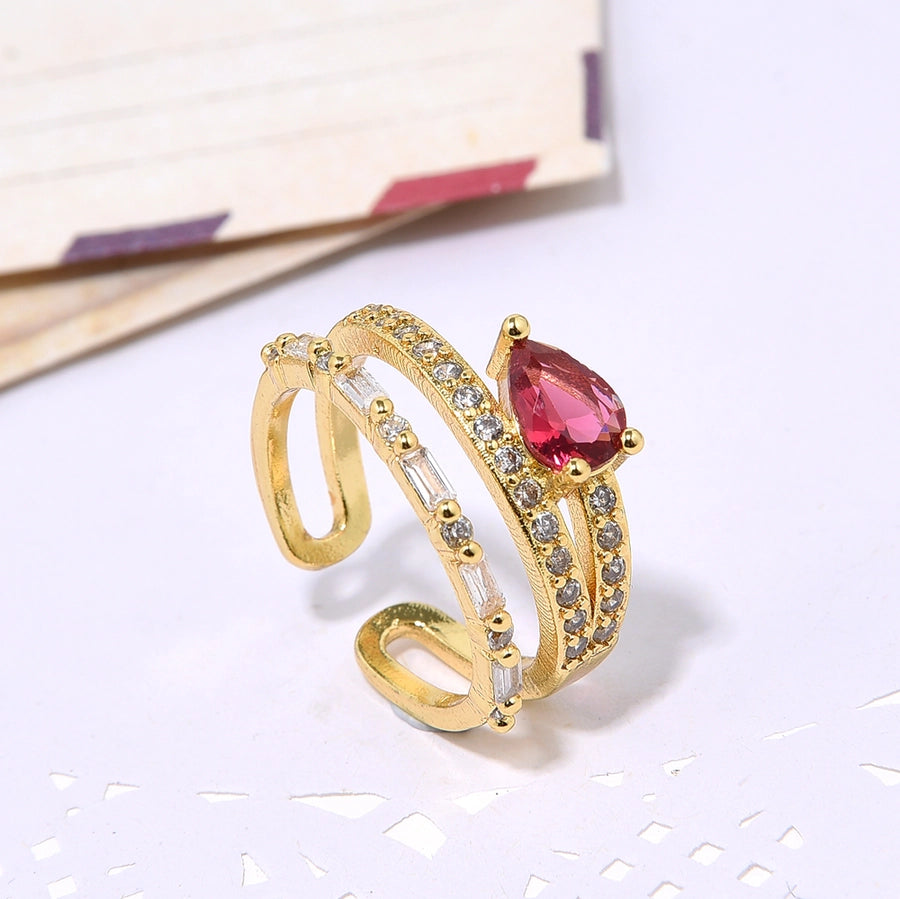 Copper Plating 18K Color Retaining Glossy Zircon Butterfly Rattan Man Snake-Shaped Open Ring