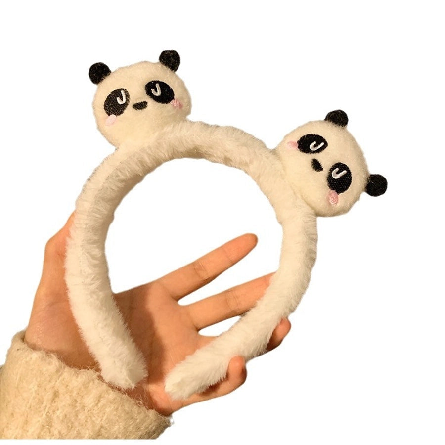 Panda Plush Face Wash Hair Bands Autumn and Winter Hair Band Hair Fixer Non-Slip Headband Female 2024 New Hair Pin Hairware