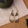 bohemian sector synthetic gemstones shell copper tassel mesh women's ear hook