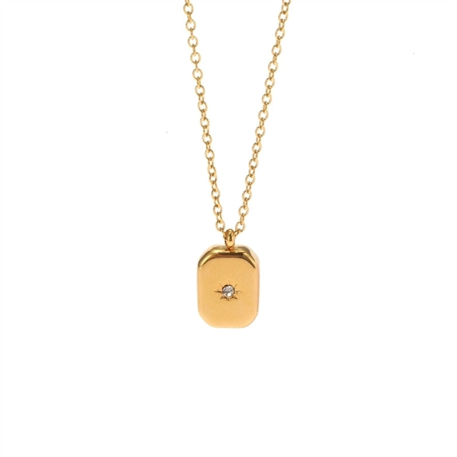 Jewelry Simple Style Classic Style Heart Shape 304 Stainless Steel Rhinestones Inlay Pendant Necklace