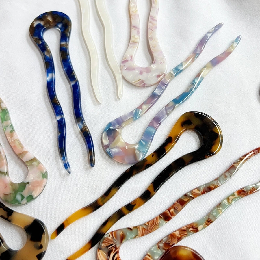 Women's Simple Style U Shape Leopard Acetic acid sheets Hairpin