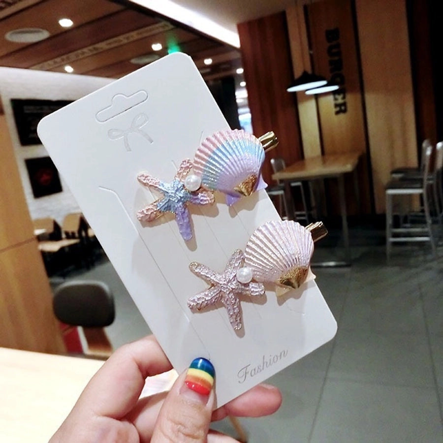Japanese Style  Internet Celebrity Hair Clip Ocean Style Starfish Shell Duckbill Clip Bangs Clip Side Clip Japanese and Korean Style  Hair Accessories Women