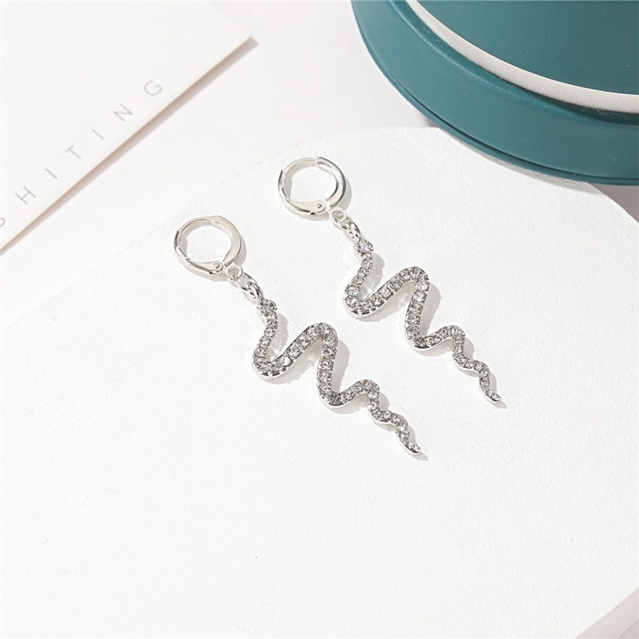 Fashion Waves Plating Alloy Artificial Gemstones Drop Earrings