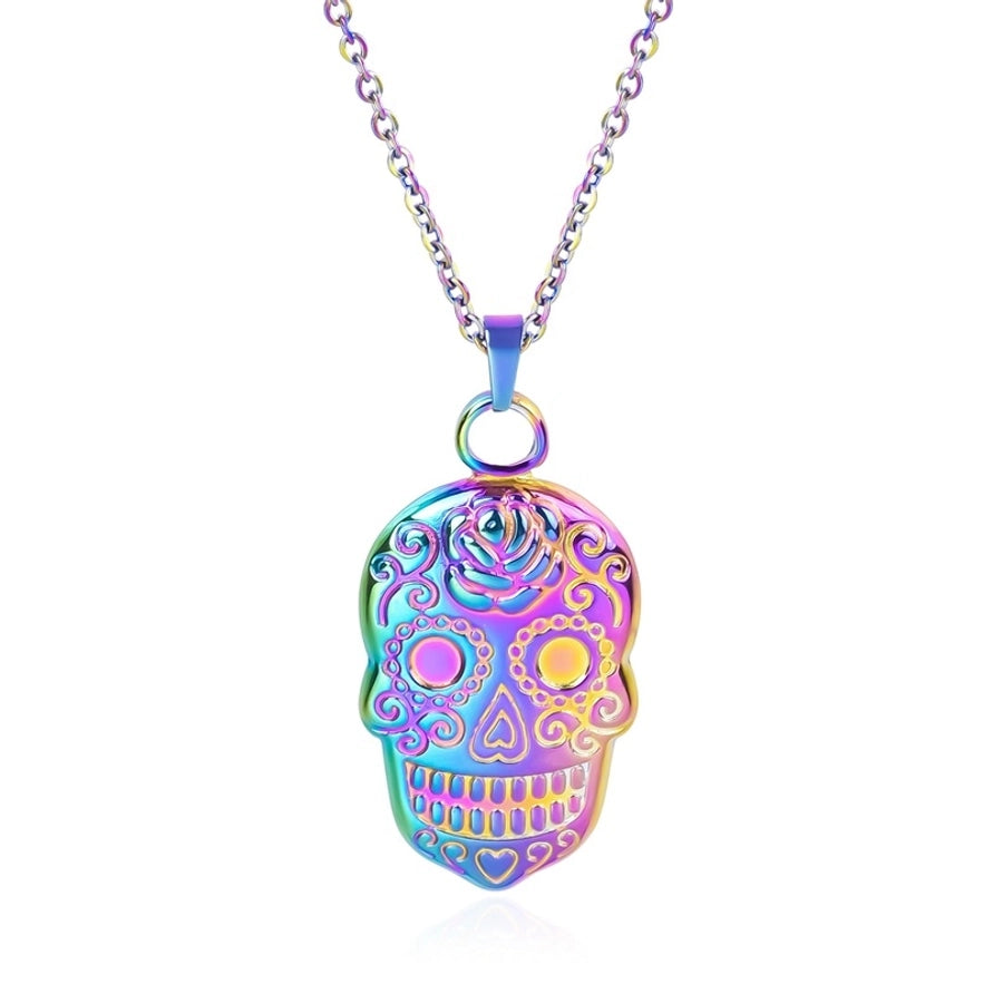 Jewelry Casual Hip-Hop Funny Skull 304 Stainless Steel 18K Gold Plated Plating Pendant Necklace