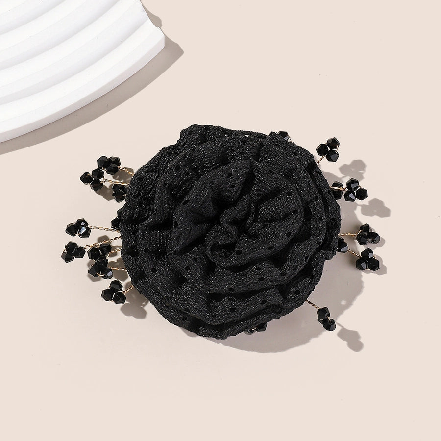 Women's Sweet Solid Color Flower Cloth Flowers Hair Clip