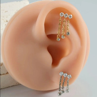 1 Piece Lip Rings Elegant Glam Ethnic Style Clouds Smile Face Wings 304 Stainless Steel Pure Titanium Titanium Alloy Tassel Zircon 14K Gold Plated White Gold Plated Lip Rings Ear Cartilage Rings & Studs