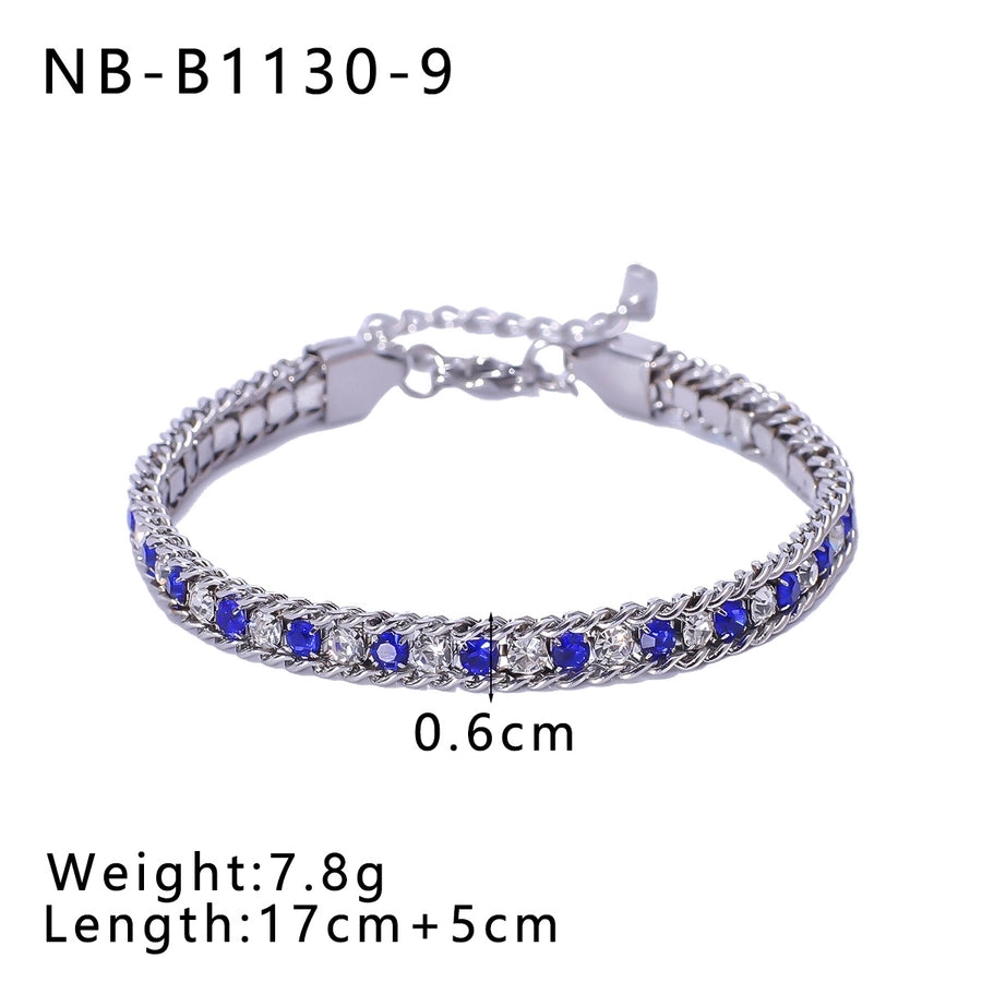 IG Style Geometric 304 Stainless Steel 18K Gold Plated Zircon Tennis Chain Bracelets In Bulk
