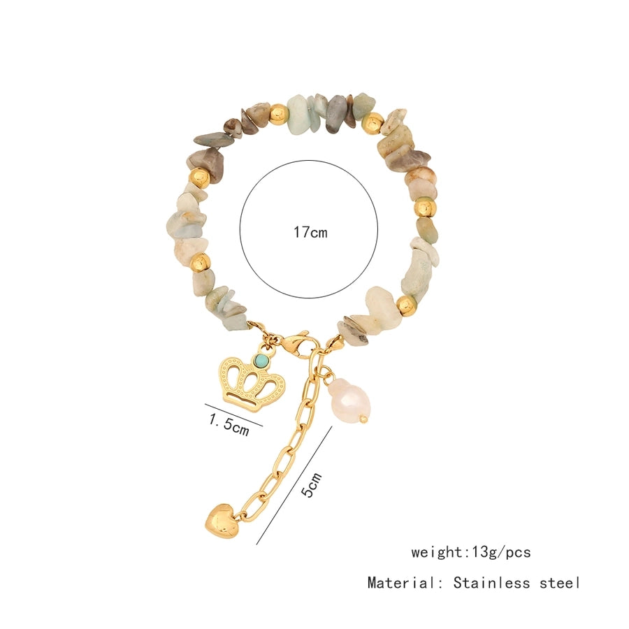 Elegant Commute Heart Shape Eye 18K Gold Plated 304 Stainless Steel Stone  Bracelets