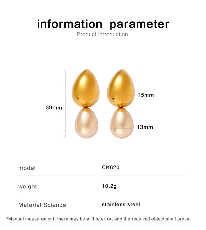 1 Pair Exaggerated Commute Geometric 304 Stainless Steel 316 Stainless Steel  18K Gold Plated Drop Earrings