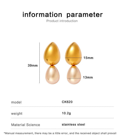 1 Pair Exaggerated Commute Geometric 304 Stainless Steel 316 Stainless Steel  18K Gold Plated Drop Earrings
