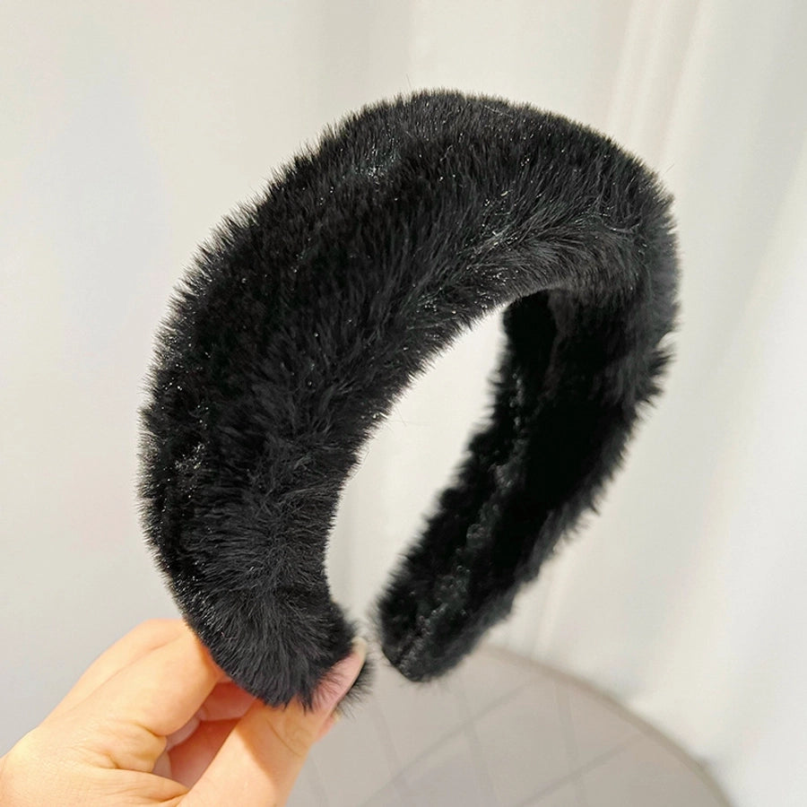 basic classic style solid color plush hair band