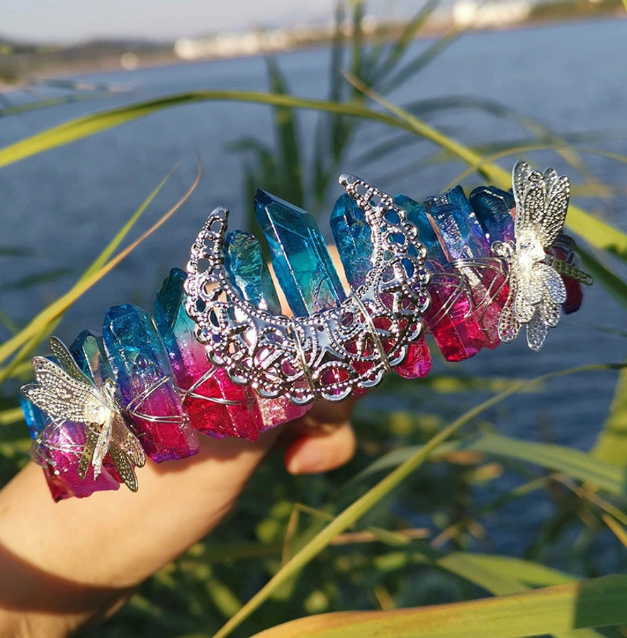 Women's Simple Style Commute Color Block Alloy Inlay Natural Stone Gem Crystal Crown