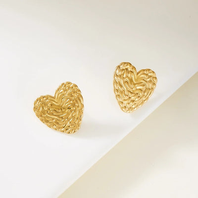 1 Pair Elegant Heart Shape Butterfly Bow Knot 201 Stainless Steel Ear Studs