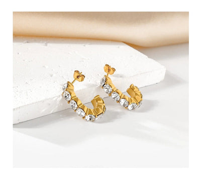 1 Pair Elegant C Shape 316 Stainless Steel  18K Gold Plated Ear Studs