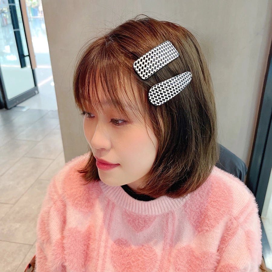 new word clip flashing diamond checkerboard pattern hairpin hair accessories